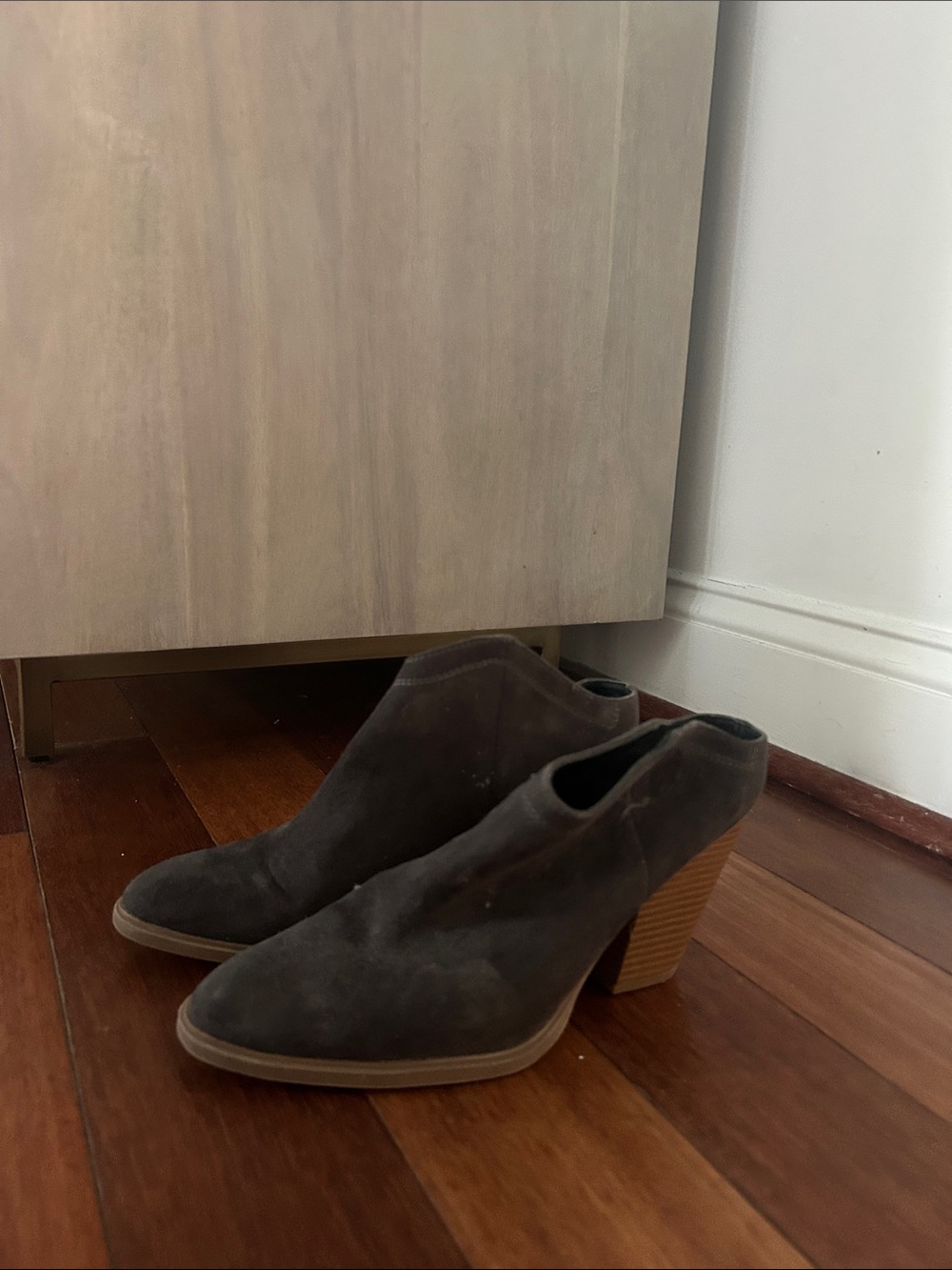 DV by Dolce Vita Dark Brown Suede Stacked Heel Ankle Booties